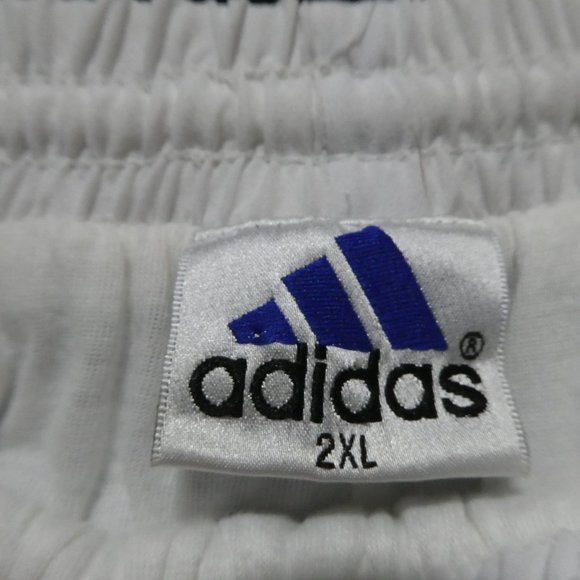 ADIDAS | 2XL | White Exercise Pants With Pockets and Grey and Blue Stripes | GUC - Picture 15 of 15